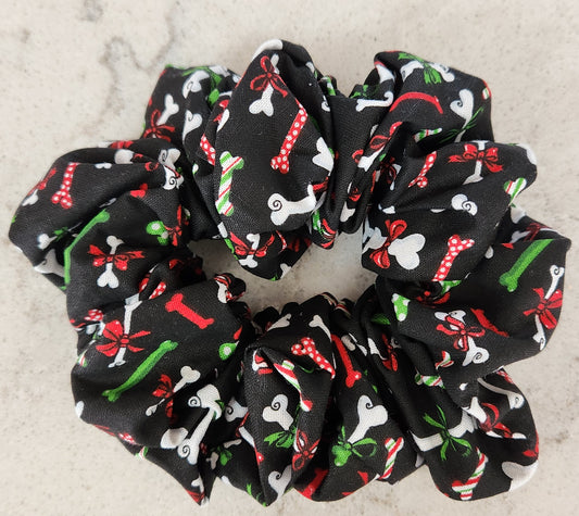 Christmas Dog Bones Hair Scrunchie