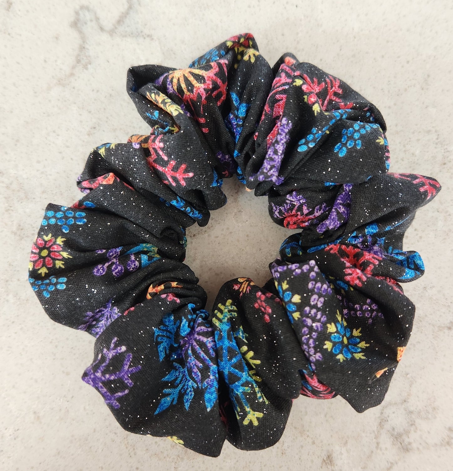 Colourful Snowflakes Hair Scrunchie