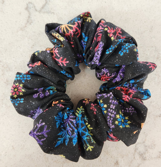 Colourful Snowflakes Hair Scrunchie